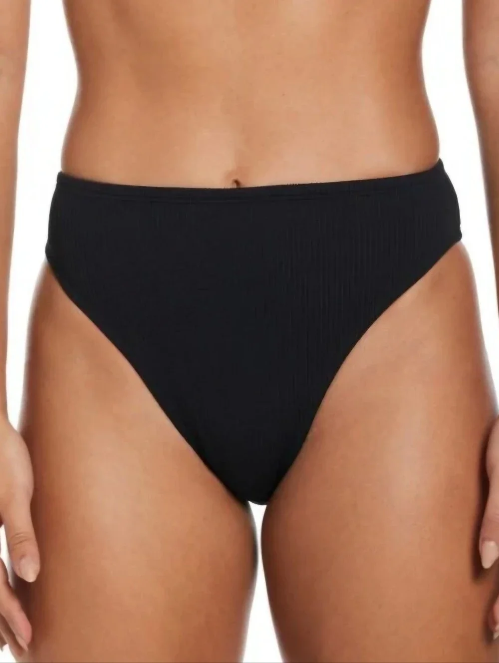 NWT Nike Womens Bikini Swim Bottom NESSD234 High Waist Black Size L